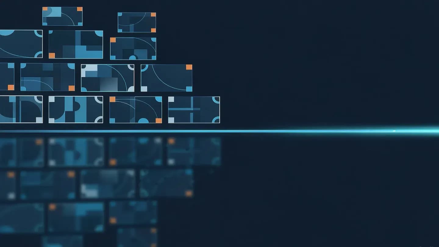 Illustration of crisp finished video frames above a glowing threshold line with blurred fragments dissolving below it