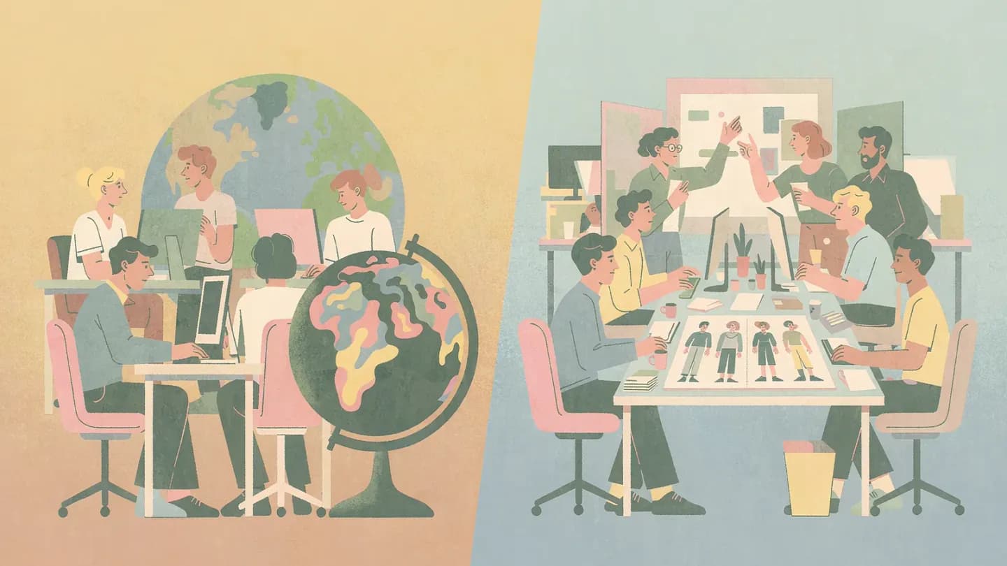 US studio refining one crafted frame versus UK studio pushing many versions through a pipeline