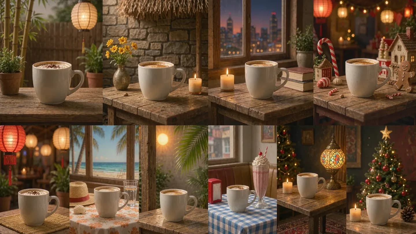 Grid of ten localized AI video variant thumbnails of one product