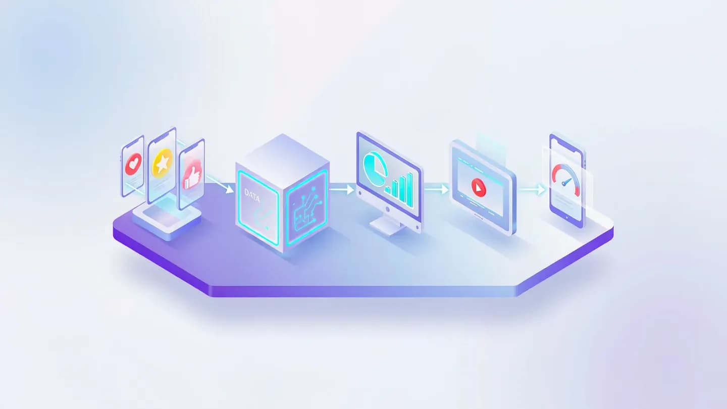 Isometric diagram of the five-stage AI video personalization pipeline