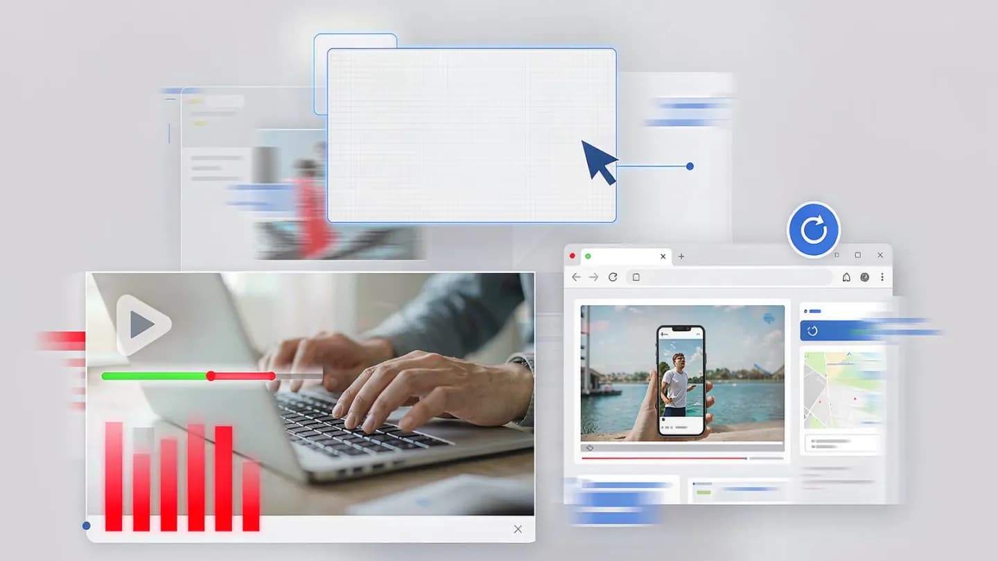 A written prompt turning into a generated video clip inside an ads workspace.