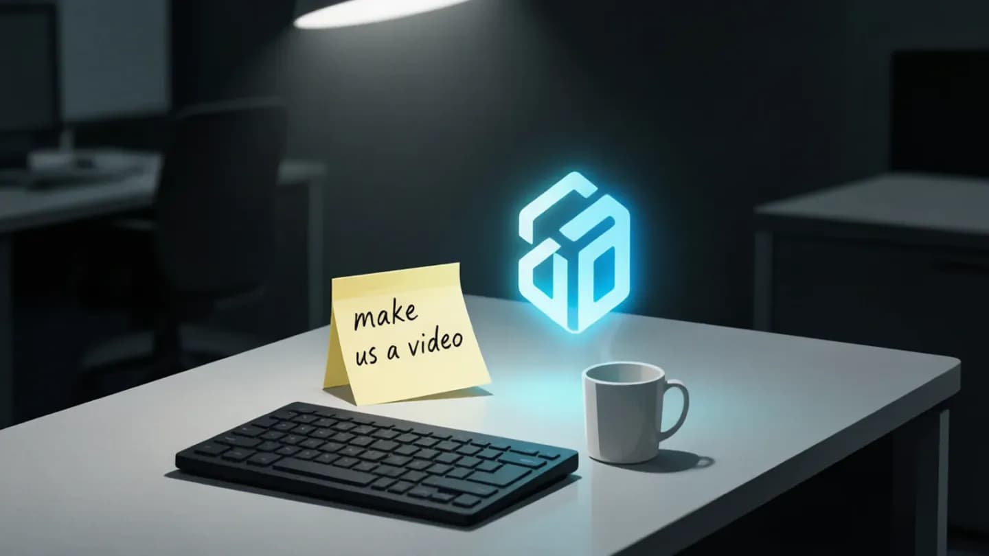 A desk with a video request and an unused AI tool representing the adoption gap