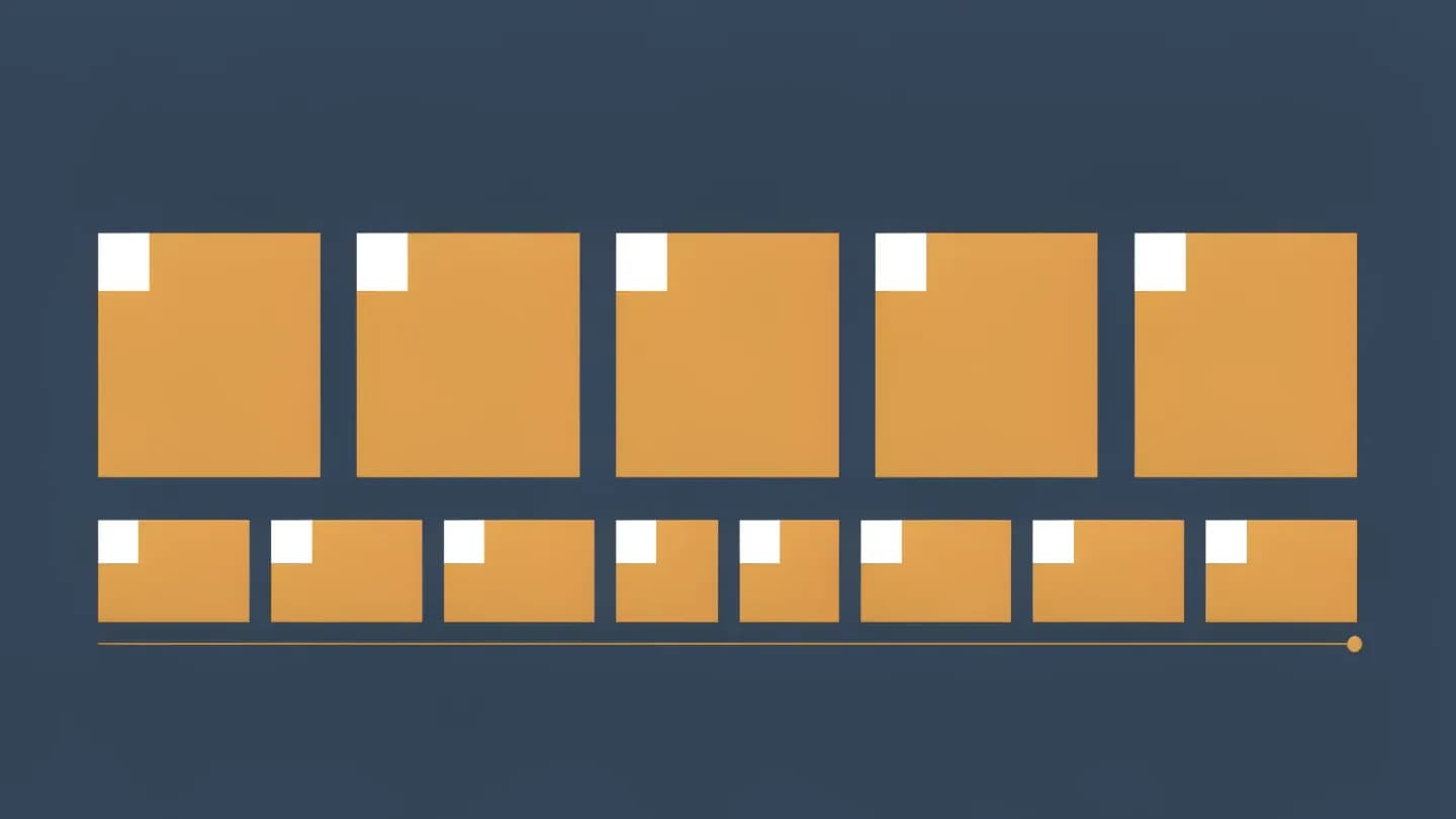 A weekly production grid with five highlighted episode slots and a row of smaller derivative frames